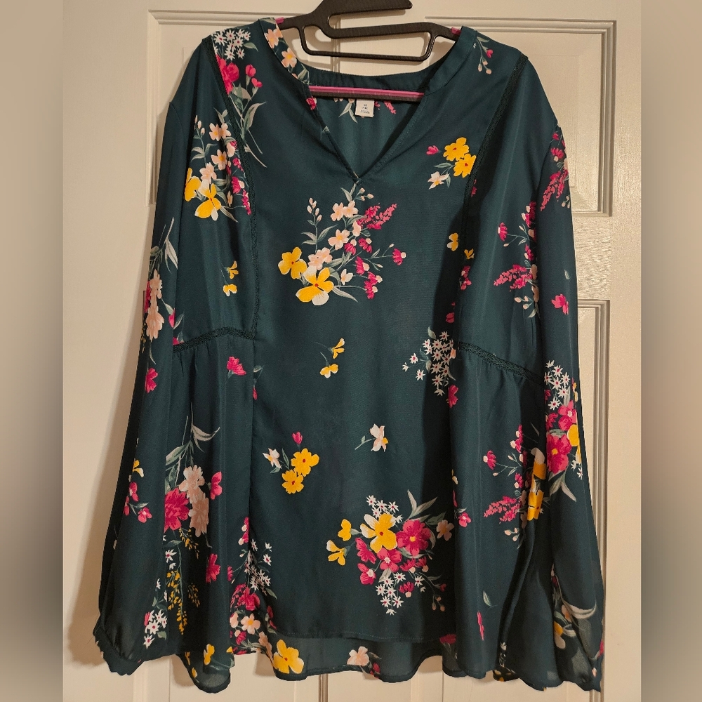 Floral Green blouse